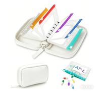 Pill Organizer with 14PCS Clear Zipper Bags Inside, Waterproof Portable Travel Pill Box, Medication Organiser Handbag Organiser Storage Holder for Daily Supplements Medicine Case (White)