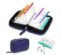 Pill Organizer with 14PCS Clear Zipper Bags Inside, Waterproof Portable Travel Pill Box, Medication Organiser Handbag Organiser Storage Holder for Daily Supplements Medicine Case (Blue)