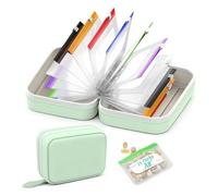 Pill Organizer with 14PCS Clear Zipper Bags Inside, Waterproof Portable Travel Pill Box, Medication Organiser Handbag Organiser Storage Holder for Daily Supplements Medicine Case (Green A)