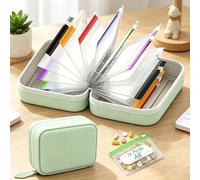 Pill Organizer with 14PCS Clear Zipper Bags Inside, Waterproof Portable Travel Pill Box, Medication Organiser Handbag Organiser Storage Holder for Daily Supplements Medicine Case (Green B)