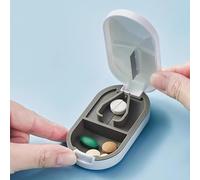 Pill Organizer with Stainless Steel Cutter, Portable Pill Dispenser Box with Sharp Blade for Splitting Large, Small and Oval Tablets (Blue)