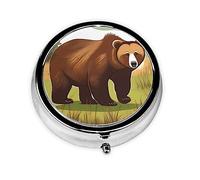 Pill Organizerï¼ŒRound Shaped Pack ï¼Œ3 Compartment Medicine Pill Caseï¼ŒPortable Pill Boxï¼ŒPill Dispenserbrown Bear Walking