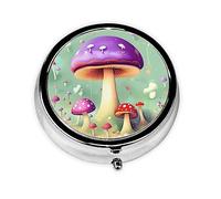 Pill Organizerï¼ŒRound Shaped Pack ï¼Œ3 Compartment Medicine Pill Caseï¼ŒPortable Pill Boxï¼ŒPill Dispenserpurple Dream Mushroom