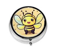 Pill Organizerï¼ŒRound Shaped Pack ï¼Œ3 Compartment Medicine Pill Caseï¼ŒPortable Pill Boxï¼ŒPill Dispenseryellow Bee