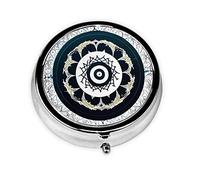 Pill Organizerï¼ŒRound Shaped Pack ï¼Œ3 Compartment Medicine Pill Caseï¼ŒPortable Pill Boxï¼ŒPill Dispenserblack and White Round Totem