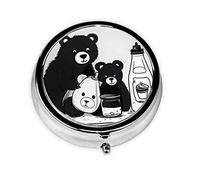 Pill Organizerï¼ŒRound Shaped Pack ï¼Œ3 Compartment Medicine Pill Caseï¼ŒPortable Pill Boxï¼ŒPill Dispensercute Milk Bottle Bear