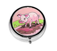 Pill Organizerï¼ŒRound Shaped Pack ï¼Œ3 Compartment Medicine Pill Caseï¼ŒPortable Pill Boxï¼ŒPill Dispenserpink Piglet