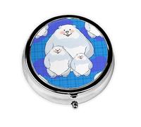 Pill Organizerï¼ŒRound Shaped Pack ï¼Œ3 Compartment Medicine Pill Caseï¼ŒPortable Pill Boxï¼ŒPill Dispenserwhite Bear Family