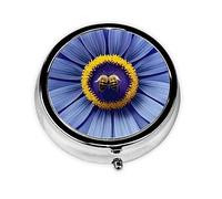Pill Organizerï¼ŒRound Shaped Pack ï¼Œ3 Compartment Medicine Pill Caseï¼ŒPortable Pill Boxï¼ŒPill Dispenserflower Heart Bee