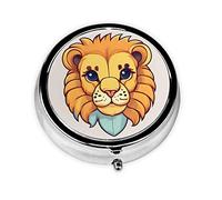 Pill Organizerï¼ŒRound Shaped Pack ï¼Œ3 Compartment Medicine Pill Caseï¼ŒPortable Pill Boxï¼ŒPill Dispensercartoon Cute Little Lion