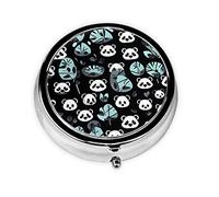 Pill Organizerï¼ŒRound Shaped Pack ï¼Œ3 Compartment Medicine Pill Caseï¼ŒPortable Pill Boxï¼ŒPill Dispenserblack and White Panda Face