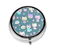 Pill Organizerï¼ŒRound Shaped Pack ï¼Œ3 Compartment Medicine Pill Caseï¼ŒPortable Pill Boxï¼ŒPill Dispensercute Little Fox