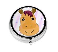 Pill Organizerï¼ŒRound Shaped Pack ï¼Œ3 Compartment Medicine Pill Caseï¼ŒPortable Pill Boxï¼ŒPill Dispensercartoon Horse Head
