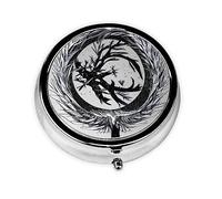 Pill Organizerï¼ŒRound Shaped Pack ï¼Œ3 Compartment Medicine Pill Caseï¼ŒPortable Pill Boxï¼ŒPill Dispenserthe Abstractionist Tree