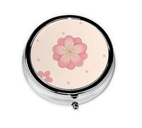 Pill Organizerï¼ŒRound Shaped Pack ï¼Œ3 Compartment Medicine Pill Caseï¼ŒPortable Pill Boxï¼ŒPill Dispenserlittle Pink Cherry Blossoms