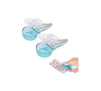 Pill Popper for Blister Packs, Portable No-Touch Pill Remover Tool, Tablet Dispenser with Built-in Storage, Easy Handheld Blister Pill Extractor for Daily Use (Transparent,2PCS)