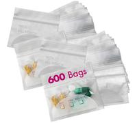 Pill Pouch Bags - (Pack of 600) 3" x 2.75" - BPA Free, Poly Bag Disposable Zipper Pills Baggies, Daily AM PM Travel Medicine Organizer Storage Pouches, Best Clear Reusable with Write-on Labels