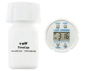 Pill Timer. Easy to Set. Automatically records LAST OPENED Day and Time indicator. Up to 24 Auto-Repeating Daily Alarms. Popular e-pill TimeCap fits on Pill Bottle (included). Proven in Clinical Study to Reduce Medication Non-Adherence. Great gift for ..