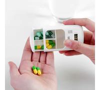 Pill Timer with Alarm - 2-Compartment Pill Box with Countdown Timer & Digital Display - Travel Medicine Organizer Reminder for Tablets, Vitamins & Medication - Compact, Portable, Easy to Use