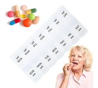 Pill Weekly Organizer - 14.5x7x2.5cm Portable Piill Case, Removable Trays 2 Times A Day Am/Pm, Daily Medicine Container Separate 7 Compartment | Travel Box Double-Row Storage Health Management Aid