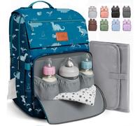 PILLANI Baby Diaper Bag Backpack - Large Waterproof Travel Diaper Bag for Boys & Girls, 16 Organizer Pockets with Changing Pad, Insulated Bottle Pockets & Stroller Straps, Baby Shower Gifts, Dinosaur