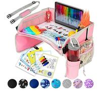 PILLANI Kids Travel Tray for Car - Car Seat Tray for Kids Travel, Road Trip Must Haves, Car Trays for Kids Roadtrip Essentials, Carseat Table Tray for Kids Road Trip Activities - Toddler Lap Desk Pink