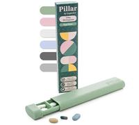 Pillar 7 Day Pill Organiser | Weekly Travel Pill Box | Easy Slide to Open Tablet Organiser - 7 Compartments | Premium Pill Box for Daily Medicine, Supplements, Vitamins | BPA Free | Sage Green