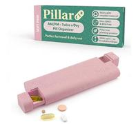 Pillar AM/PM Pill Box Organiser Two Times a Day | Aesthetic 7 Day Tablet Organiser 2 Times A Day | Beautiful Weekly Pill Box for Day and Night Medication (Soft Pink)