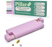 Pillar AM/PM Pill Organiser 2 Times a Day - Aesthetic Weekly Pill Box | Perfect for daily use and travel, Day and Night trays, Lavender, Beautiful design, Great as a supplement organiser