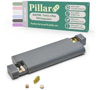 Pillar AM/PM Pill Organiser 2 Times a Day - Aesthetic Weekly Pill Box | Perfect for daily use and travel, Day and Night trays, Slate Grey, Beautiful design, Great as a supplement organiser