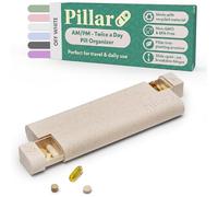 Pillar AM/PM Pill Organiser 2 Times a Day - Aesthetic Weekly Pill Box | Perfect for daily use and travel, Day and Night trays, Off White, Beautiful design, Great as a supplement organiser