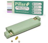 Pillar AM/PM Pill Organiser | Pill Box 7 Day 2 Times a Day | Easy to Open Premium Tablet Organiser Morning & Night - 14 Compartments | Travel Pill Box for Medicine, Supplements, Vitamins | Sage Green