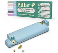 PILLAR AM/PM Pill Organiser | Pill Box 7 Day 2 Times a Day | Easy to Open Premium Tablet Organiser Morning & Night - 14 Compartments | Travel Pill Box for Medicine, Supplements, Vitamins | Powder Blue