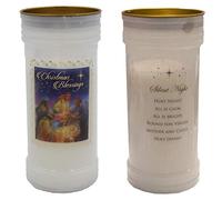 Pillar Candle Christmas Blessing with Carol Verse 14cm Keepsake Gift - Silent Night