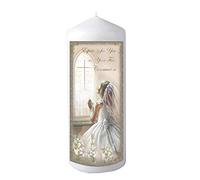 Pillar Candle First Holy Communion in Organza Bag Keepsake Gift 48 hrs Burn Time - Girl 5215