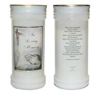 Pillar Candle In Holder In Loving Memory Praying Hands 9173