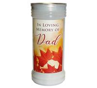 Pillar Candle in Holder in Loving Memory with Wording/Prayer - Anniversary, Memorial, Birthday, Christmas (in Loving Memory of Dad 3191)