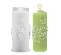 Pillar Candle Mold - 3D Flower Cylinder Shape Silicone High Temperature Resistance Sophisticated Cylinder Design | Lily Valley Soap Making Accessory,