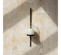 Pillar Candle Sconce, Wall Hung Candle Holder Lantern, Black Metal/Iron Rustic Candleholder