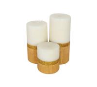 Pillar Candle Set Of 3 Unscented Two Tone White & Gold Candles By Laeto Ageless Aromatherapy