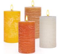 Pillar Candles - 4-Pack - 10 x 5 cm - Decorative Candles - Long Burning Time of 33 Hours - Unscented - Includes Low Smoke Wax - Without Palm Oi