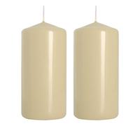 Pillar Candles, Pack of 2, Unscented, Long Burning Time, 10 x 5 cm / 4 x 2 in (Ivory, Matt)