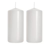 Pillar Candles, Pack of 2, Unscented, Long Burning Time, 10 x 5 cm / 4 x 2 in (White, Matt)