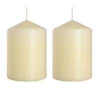 Pillar Candles, Pack of 2, Unscented, Long Burning Time, 15 x 7 cm / 6 x 2.75 in (Ivory, Matt)