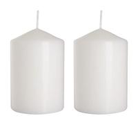 Pillar Candles, Pack of 2, Unscented, Long Burning Time, 15 x 7 cm / 6 x 2.75 in (White, Matt)