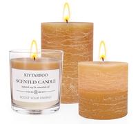 Pillar Candles - Pack of 3 Scented Candles Set Gift for Women, Candles Long Burning Time of 20 Hours - Interior Decoration - Soy Wax - Aromatherapy Candles Gifts for Christmas & Birthday