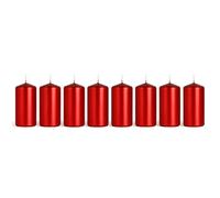 Pillar Candles Pack of 8 Unscented Red Metallic - 10 x 5 cm / 4 x 2 in - Long Burning Up to 20 Hours - Elegant Dripless Wax Candles for Weddings, Christmas, Parties, Events, Home, Table Decoration