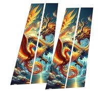 PILLAR CENTER COTO PILLAR - Black Wolf Wrapped In Flame Door Decals | Side Window Pillar Post Wrap Cover | 18.9x9.84 Inches | Auto Style Molding Vinyl P