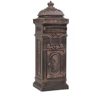 vidaXL Pillar Letterbox Aluminium Vintage Style Rustproof Bronze Standing Box