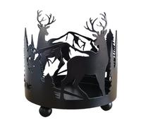 Pillar Moose Candle Holders, Sika Deer Candlestick Holder, Vintage Animal Silhouette Candles Tray, Safari Tea Light Candle Stand for Restaurant, Forest Theme Decor, Black Candle Holder, Deer Theme